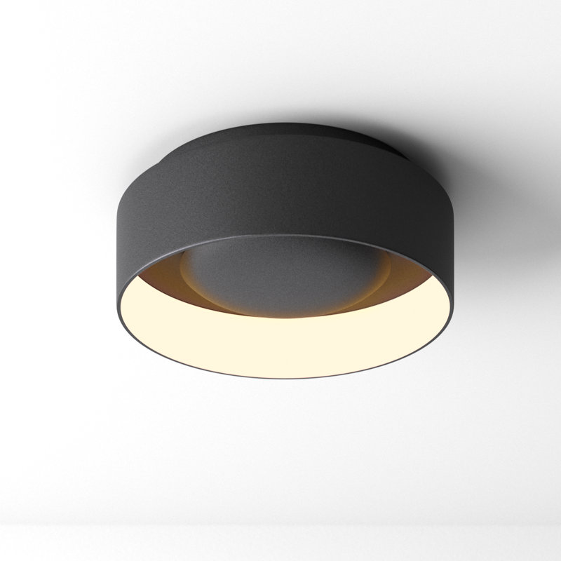 Lucien 1-Light Dimmable Integrated LED Flush Mount, Black, 6.06" H x 6.06" W x 17.75" D