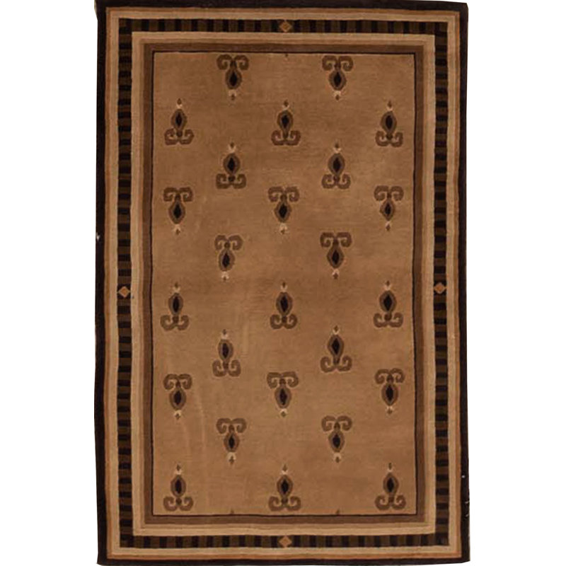 Hand-Knotted High-Quality Beige and Black Area Rug