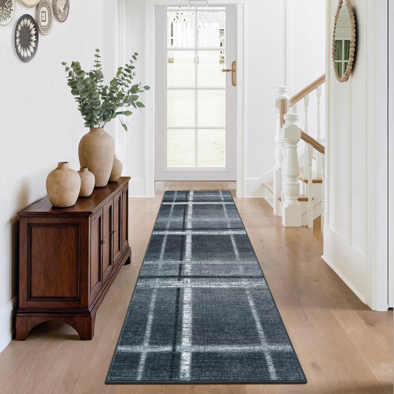 Extra Large Geometric Machine Washable Rug with Non Slip Backing Contemporary Low Pile Foldable Floor Cover for Living Room Bedroom Office