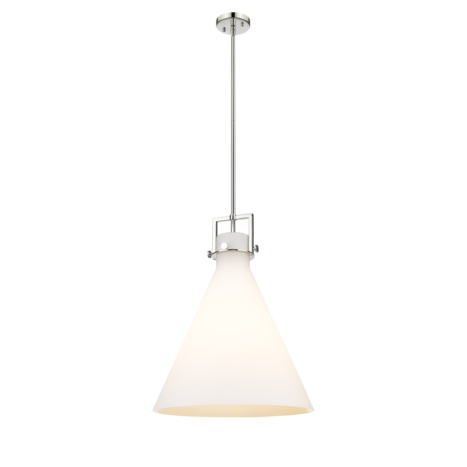 Coterie Single Light Glass Dimmable Pendant, Matte White, 22.75" H x 18" W x 18" D, Polished Nickel