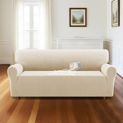 Housse de protection en jacquard pour housse de canapé extensible et lavable à la machine 1 pièce avec protecteur de meuble élastique pour enfants et animaux de compagnie (canapé à 3 coussins)
