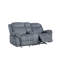 Causeuse inclinable en velours gris à deux tons Zubaida avec port USB et console-2142837789