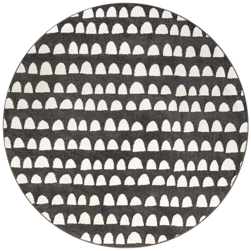  Tapis pour enfant Hillow Whimsy, Gris, Rond 7 pi 10 po