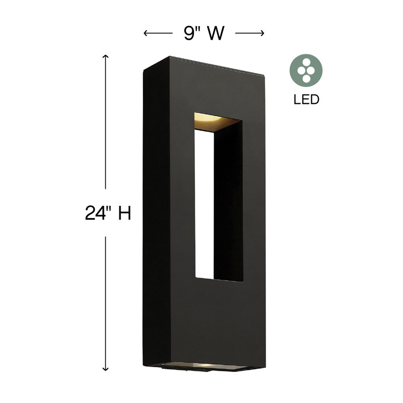 Atlantis 2 Light Outdoor Sconce, 25" H x 9" W, Satin Black, LED