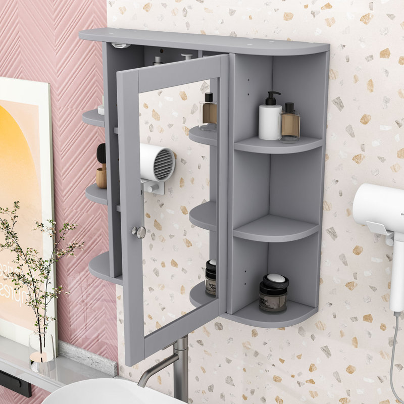 Armoire de rangement murale peu encombrante avec tablette réglable, Gris