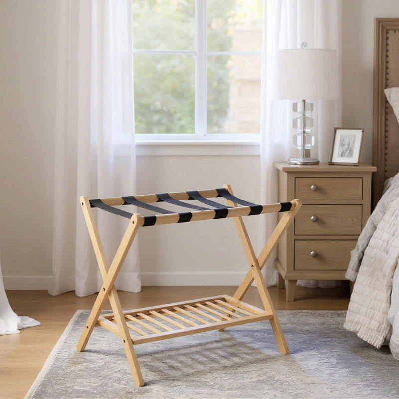 Porte-bagages pliant en bambou, Naturel