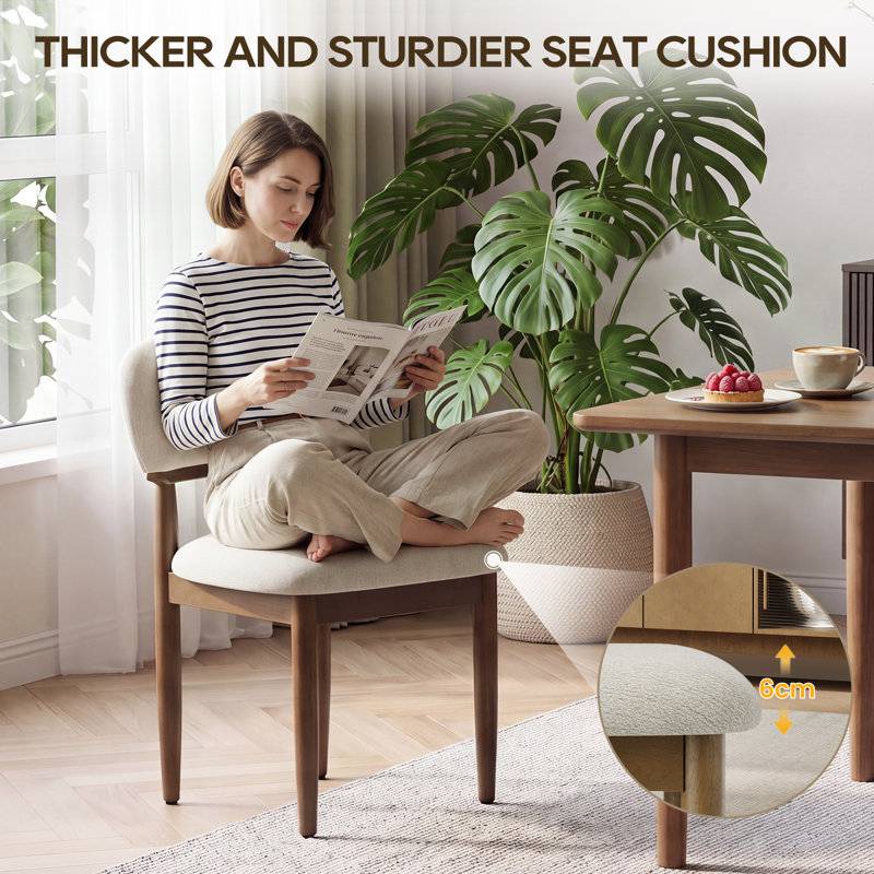 49 cm H Upholstered Chenille Dining Chair, Beige