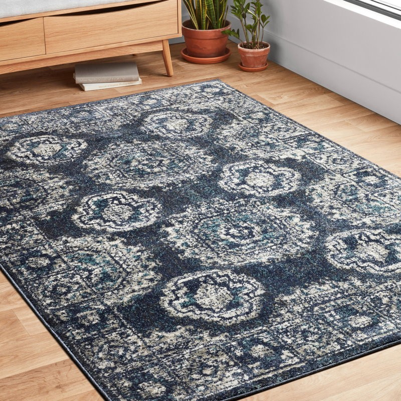 Tapis oriental gris / denim Robson, Rectangle 5 pi 3 po x 7 pi 8 po