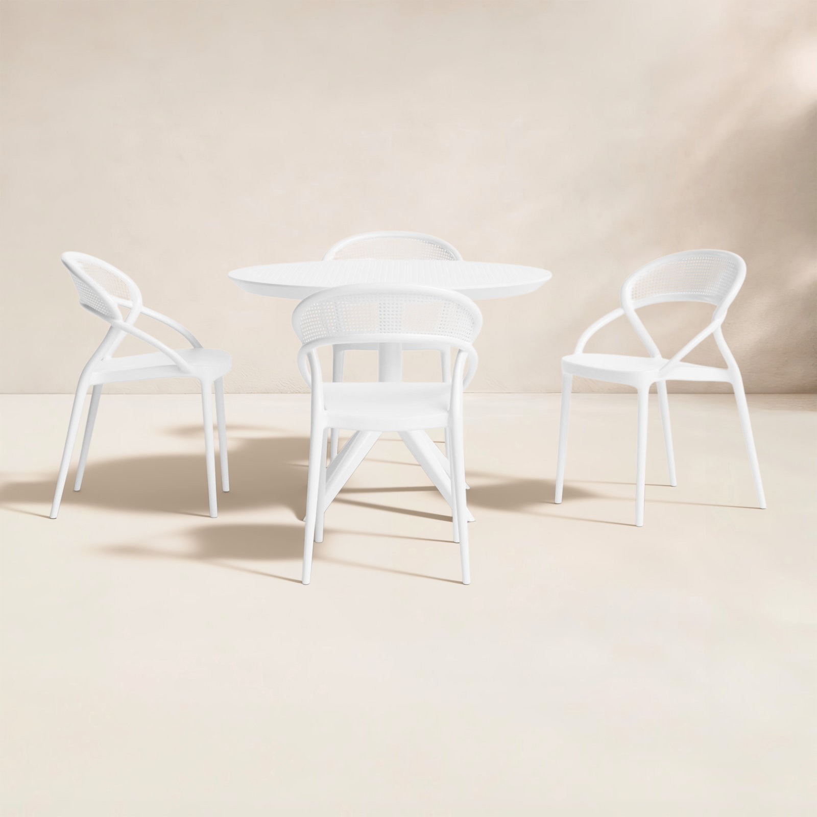 Farrah 41" Patio Dining Set, White