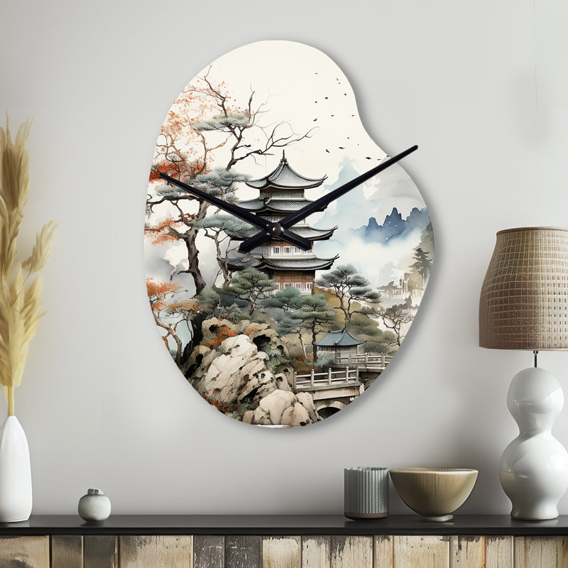 Asian Art Fantasy Sumi II - Art asiatique, horloge asymétrique, impression unique, Petit
