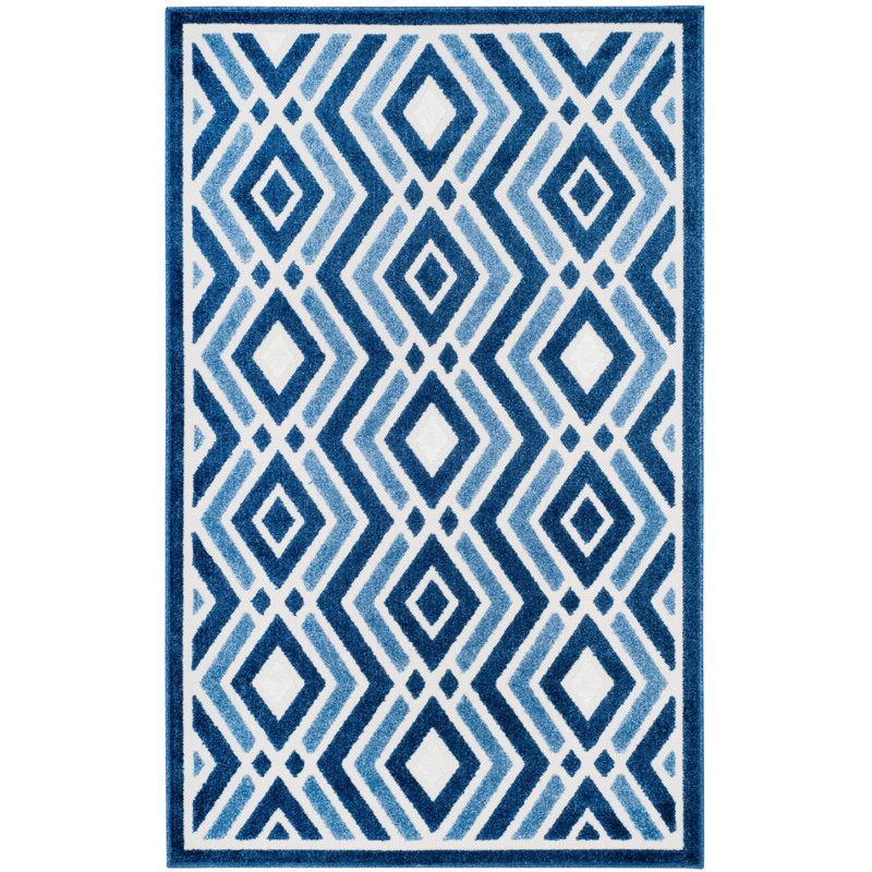 Tapis intérieur / extérieur bleu Woodford, Rectangle 6 pi 7 po x 9 pi 6 po