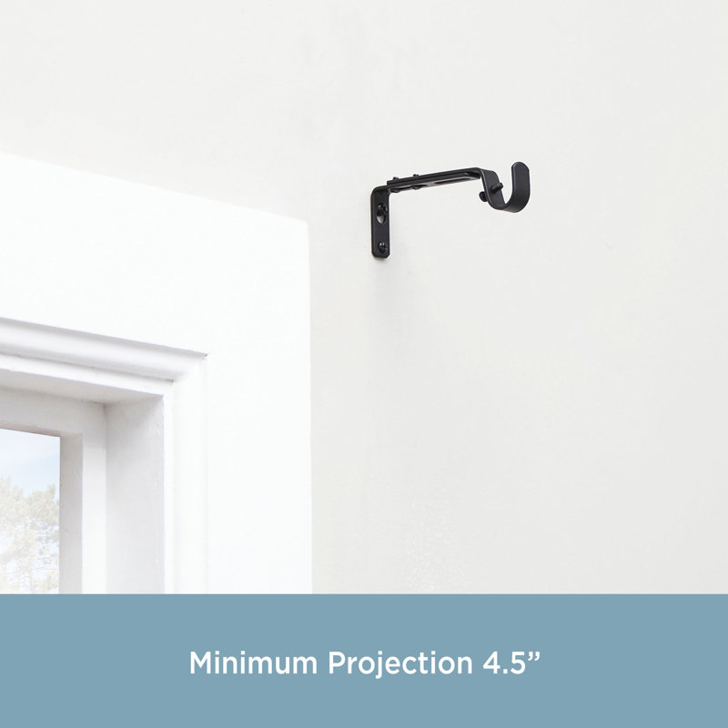 3/4" Adjustable Brackets Curtain Rod Brackets, Black