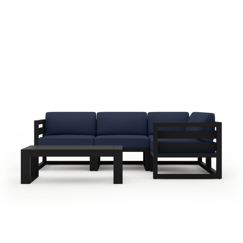 Avion 5 Piece Sectional Set - Black, Spectrum Indigo Sunbrella®, Black