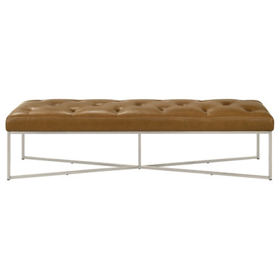 Harper Tan Genuine Leather Bench
