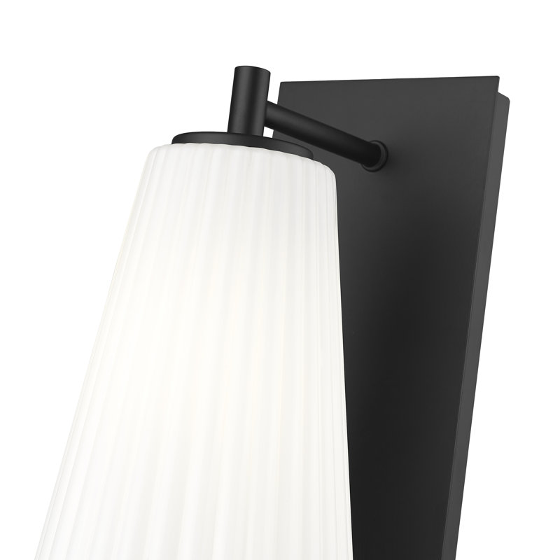 Matte Black Fluted Glass Dimmable Wall Sconce