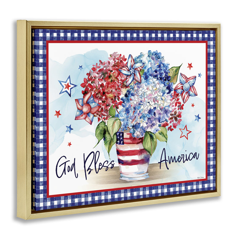 Cadre flottant God Godess America, par Nicole DeCamp, H 25 po x l 31 po, Cadre flottant métallique doré