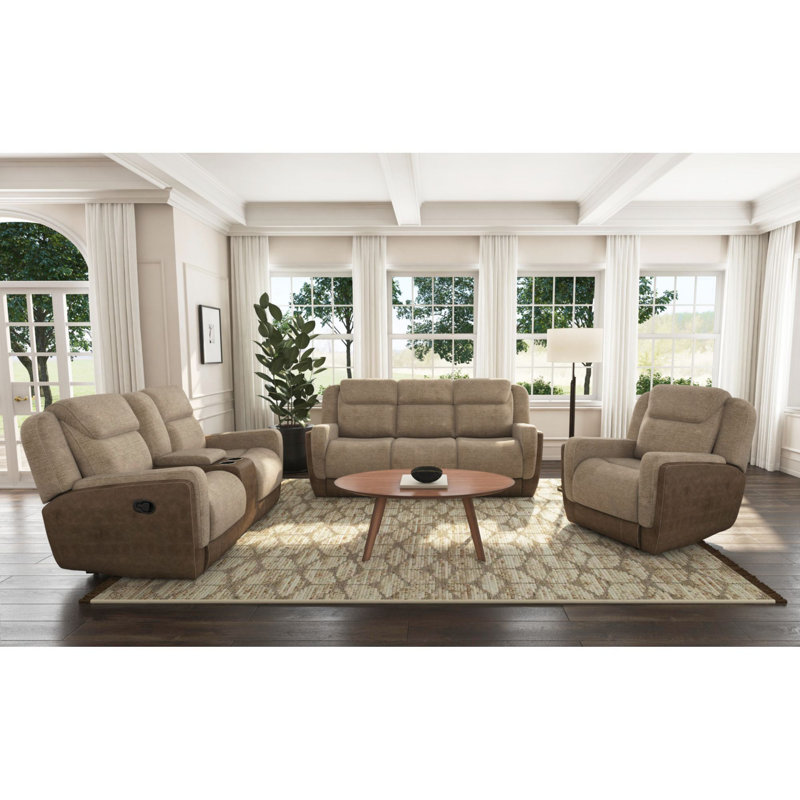 Viper Motion Loveseat with Console, Beige Polyester