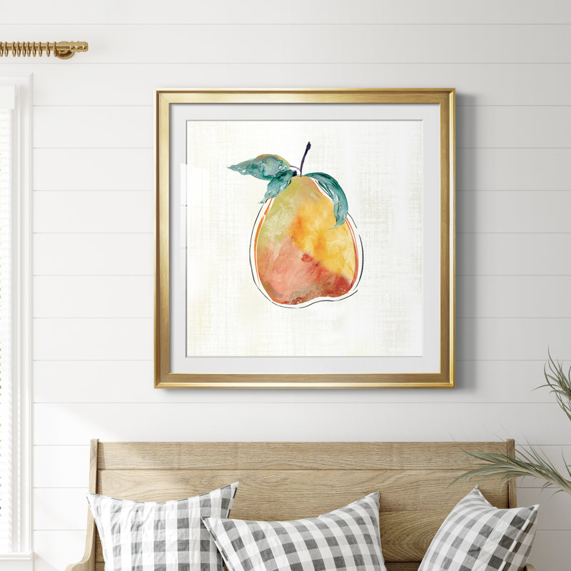 Happy Pear - peinture encadrée, Doré, H 26,5 po x l 26,5 po x P 1,5 po