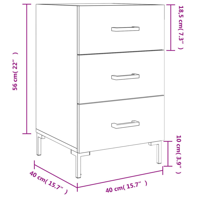 Majida 40cm W Manufactured Wood Bedside Table, Smoked Oak