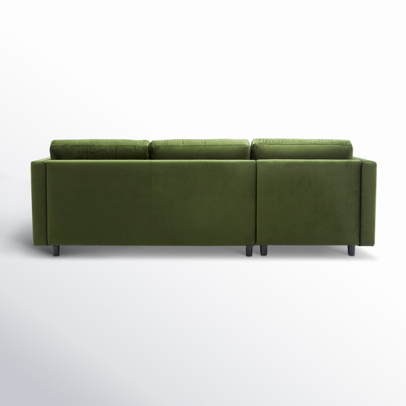 Fleetwood 99.25" W L-Shaped Sectional with Removable Cushions, Midnight Moss Performance Velvet