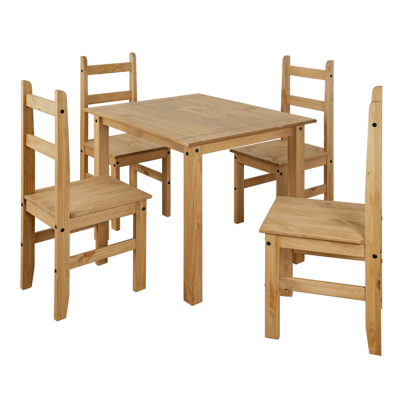 Juni 4 - Person Pine Solid Wood Dining Set
