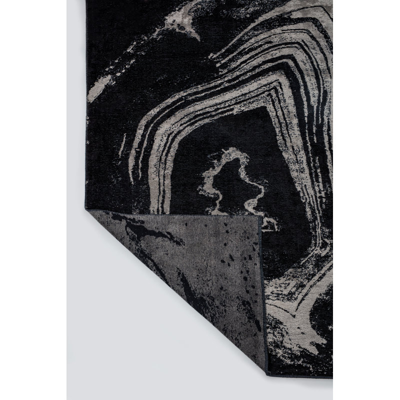 Rapture Gray/Black Abstract Luxury Area Rug, Rectangle 7'10" x 11'2"