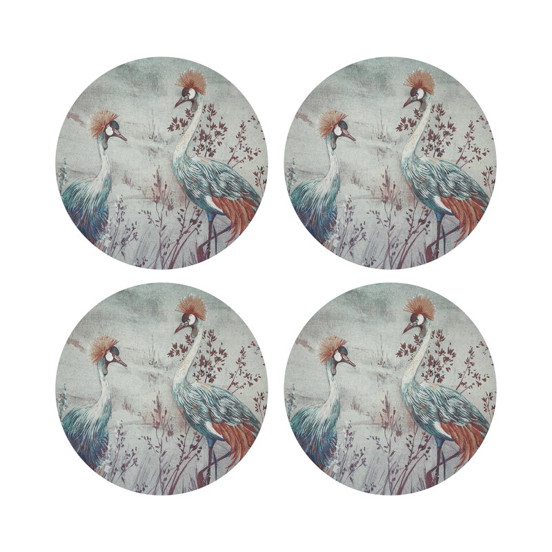 Crested Crane Pebble 16" Vinyl Placemat, Turquoise/Red