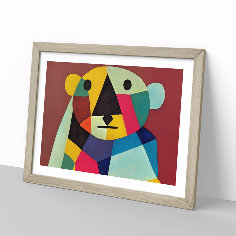 Abstract Koala Bear - Framed Print, 25cm H x 34cm W x 2cm D, Oak