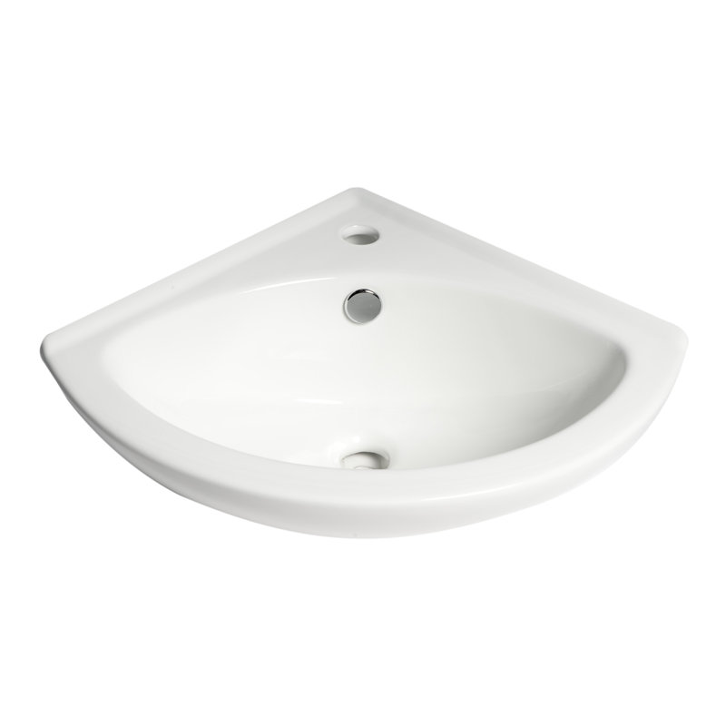 Lavabo de salle de bain mural ovale en porcelaine blanche avec trop-plein