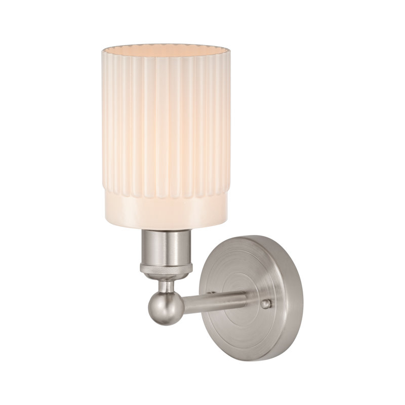 Applique murale à bras 1 lumière Kamena, Blanc mat, Nickel satiné brossé
