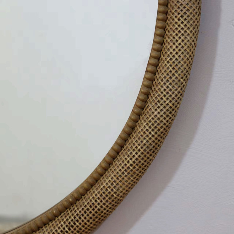 Miroir rond en rotin 31,9 po