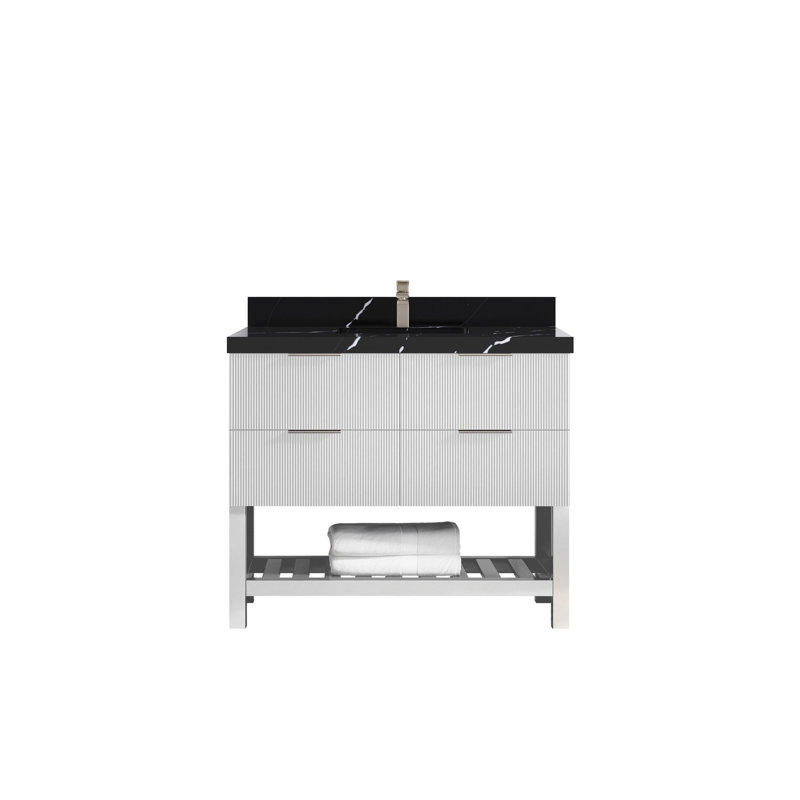 Meuble-lavabo simple 42 po avec plateau en quartz Catalina