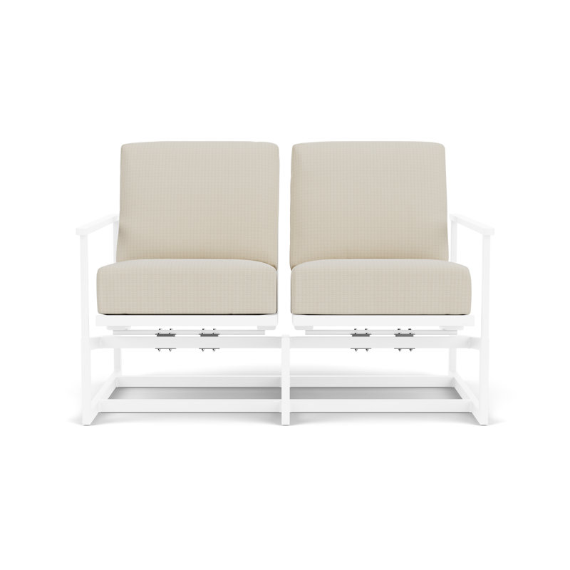Outdoor Summit Rocker Bench with Cushions, Mink, Beach Natural, White