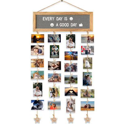 Picture Frames Collage Wall Decor Hanging Photo Display Frame Felt Letter Board With 340 Letters And 30 Clips, Unique DIY Collage Picture Frames For Dorm Room Decor, Christmas Birthday Party