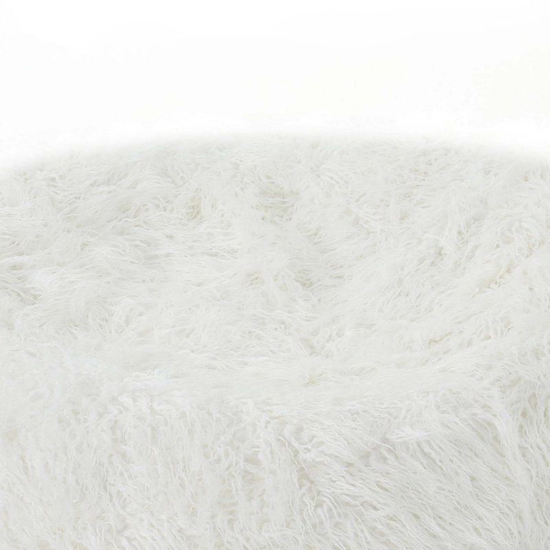 Pouf rond en fausse fourrure 5 pieds, Fausse fourrure blanche