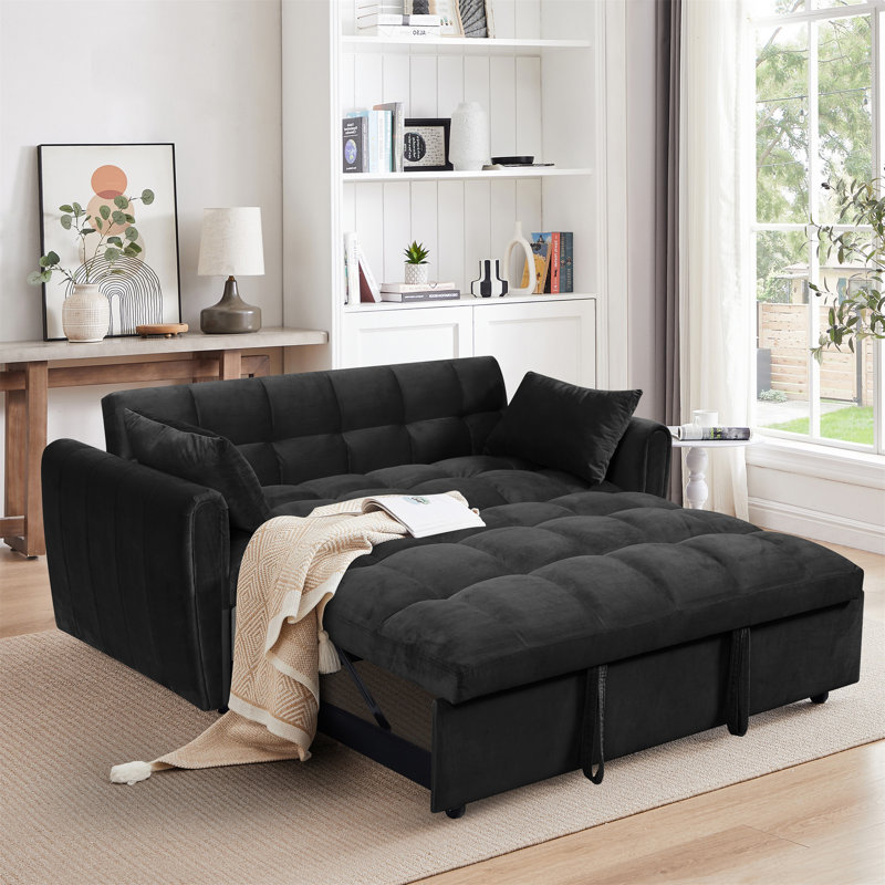 Canapé-lit 65 po 3-en-1 pliable de grande taille, Noir