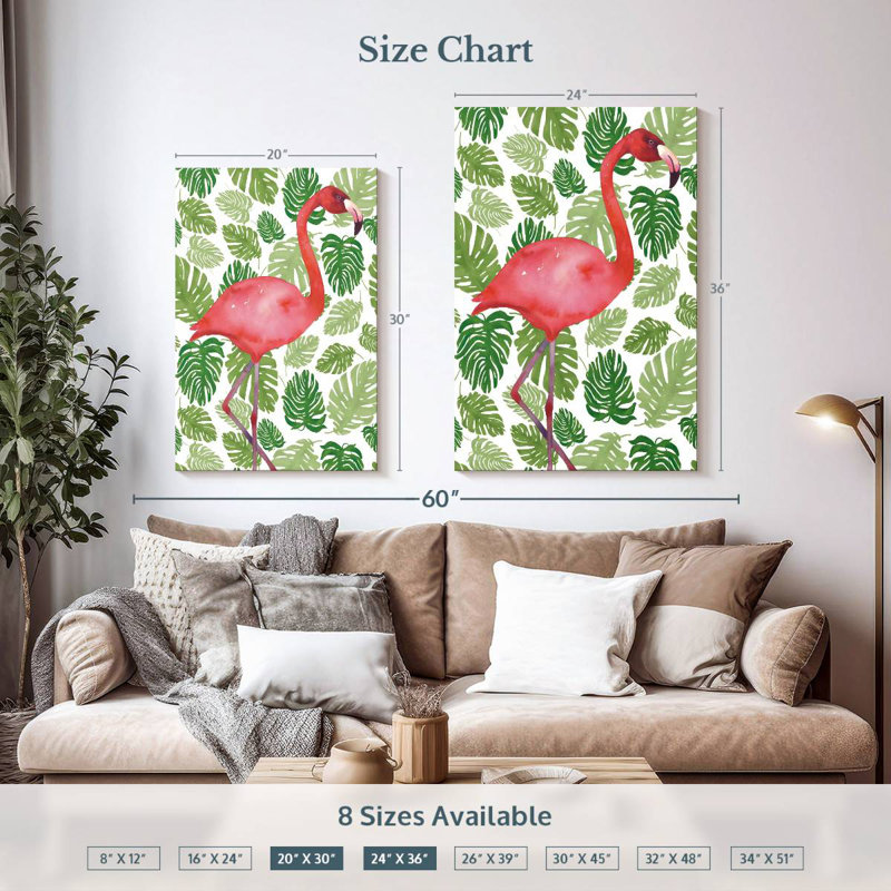 Flamant tropical Brampt I, H 36 po x l 24 po