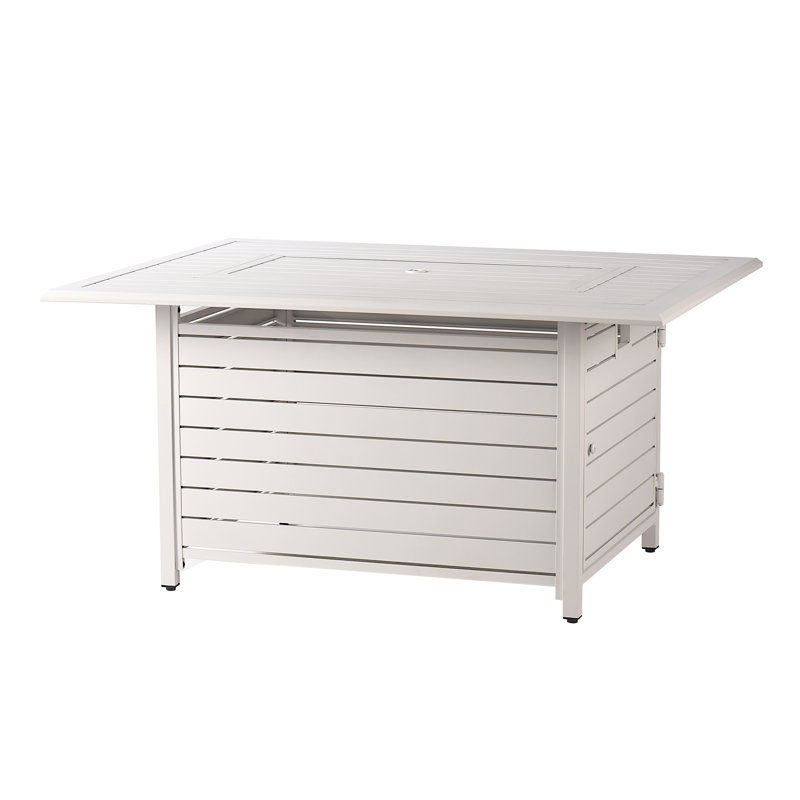 Zooey Rectangle Aluminum Propane Smokeless Fire Pit Table with Hidden Fuel Tank, White