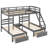 Gray Wood Full Over Twin & Twin Bunk Bed, Space Saving Storage No Box Spring