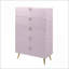 Commodes et amp; Armoires-penderie: Commode moderne 5 tiroirs rose très lustré | Rose | Métal, bois synthétique