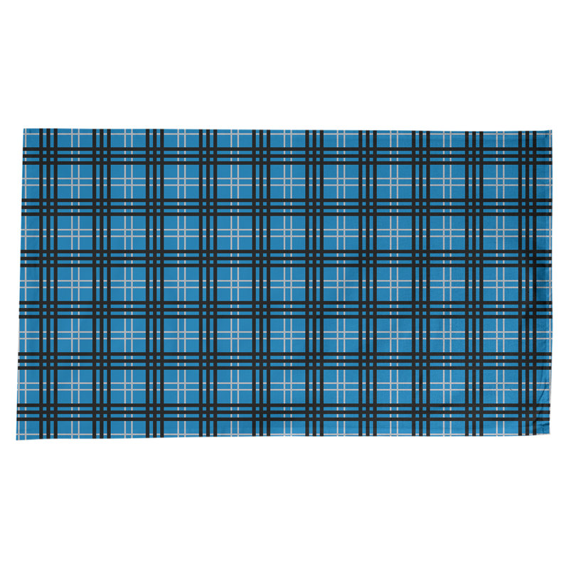 Nappe en mélange de coton à carreaux, Bleu Honolulu / argent / noir