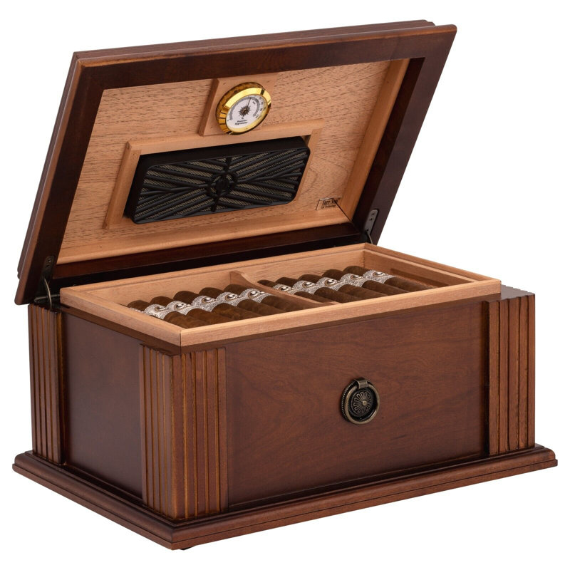 Gold Brass Stainless Steel Cigar Humidor