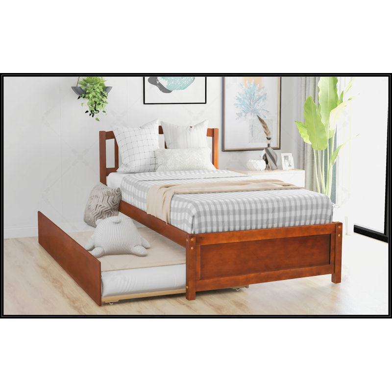 Base de lit simple avec lit gigogne en bois, Espresso