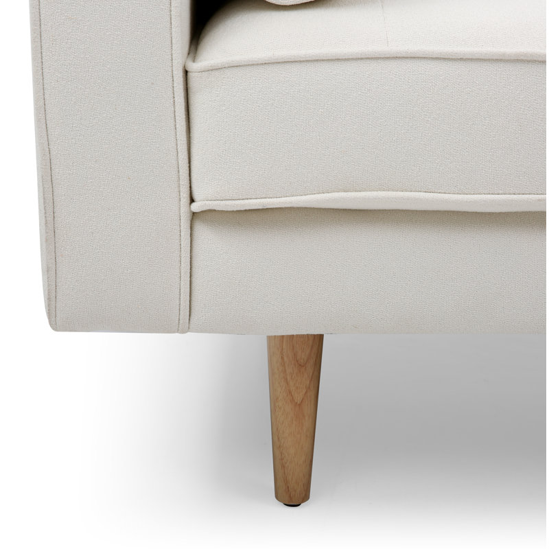 Pritchett Upholstered 85'' Sofa, White/Natural Leg