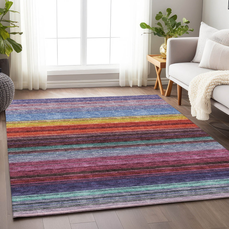 Tapis lavande Prisco lavable à la machine de qualité supérieure, Rectangle 10 pi x 14 pi