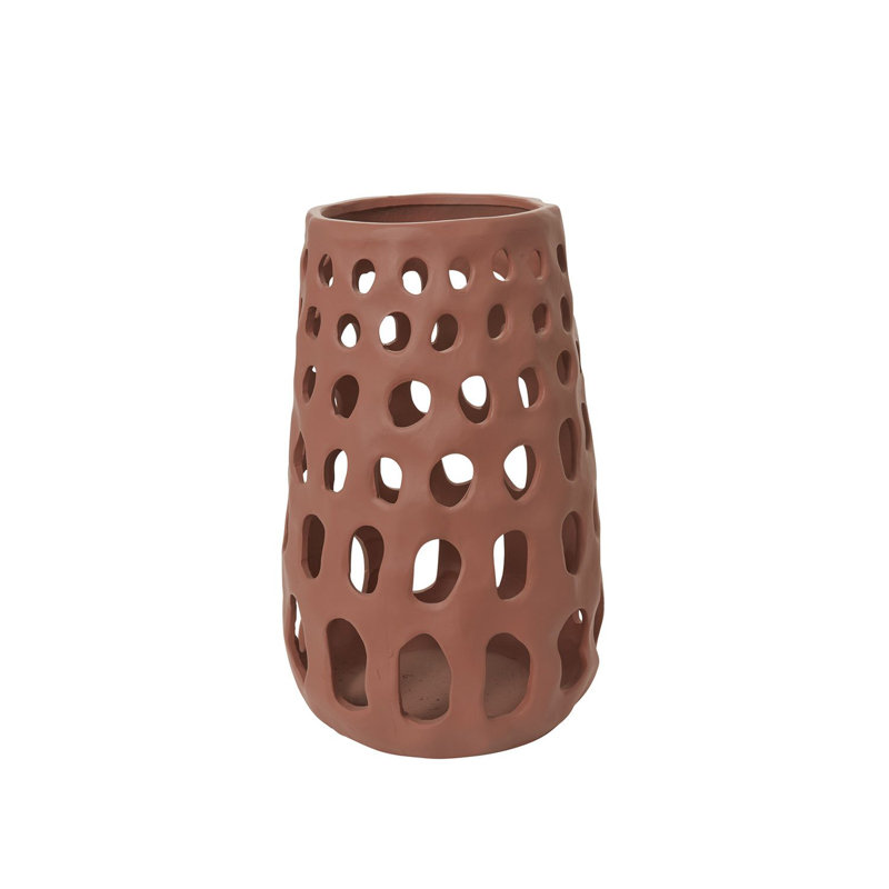Ceramic Tabletop Lantern, 19" H x 12.25" W x 12.25" D