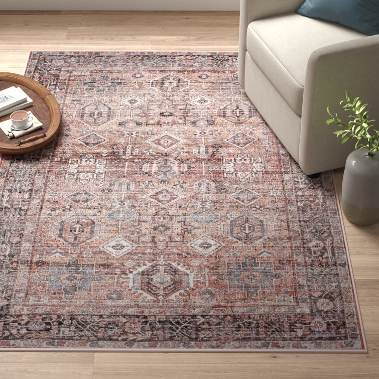 Rahway Oriental Machine Washable Rust Area Rug