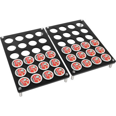 2Pack K Cup Drawer Organizer,48 Slots Black Wood Countertop Coffee Pod Holder For Office And Kitchen, Coffee Pod Drawer Insert Storage