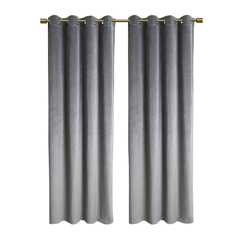 Paire de rideaux obscurcissant en velours Rybicki, Gris pâle, l 50" x L 84"