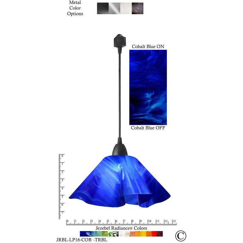 Luminaire suspendu Dale, Grand, Noir, Bleu de cobalt